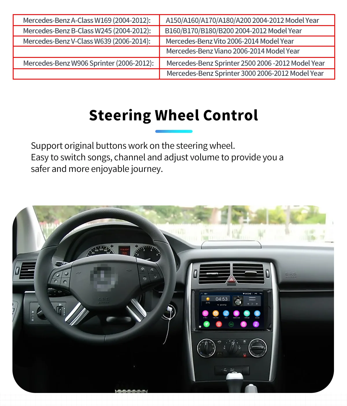 Top Joying 1 din 2G RAM Auto radio Car DVD multimedia For Mercedes Benz Sprinter W169 W245 W906 Viano Vito W693 B200 WIFI GPS Navi 2