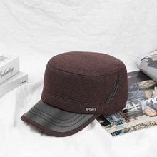 Шерстяные плотные мужские плоские шапки, военная шапка с ушанками, Мужская армейская Кепка, зимняя высококачественная Мужская кепка