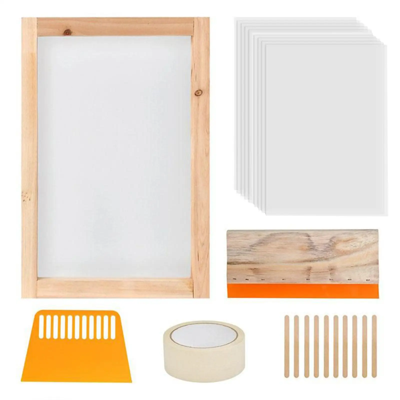 24Pcs Screen Printing Starter Kit Wood Silk Screen Printing Frame DIY T-Shirts afbeelding