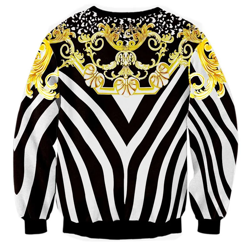 High-end Luxury Golden Palace Flowers 3D Print Sweatshirts Men Streetwear Hoodies Boys White Outwear Clothes Mans Fashion Tops
