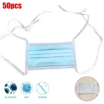 

50Pcs Disposable 3-layer Tie on Breathable Anti Dust Mouth Face Protective Mask