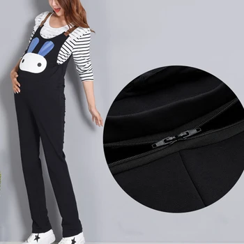 New Pregnant Women Jumpsuit Maternity Printing Corduroy Casual Pants Plus Fleece Autumn And Winter Clothes Rompers Trousers
