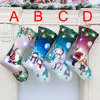 

Candy Socks Bag Merry Christmas LED Hanging Gift Candy Large Socks Decoration Glowing christmas decorations Candy Socks Bag