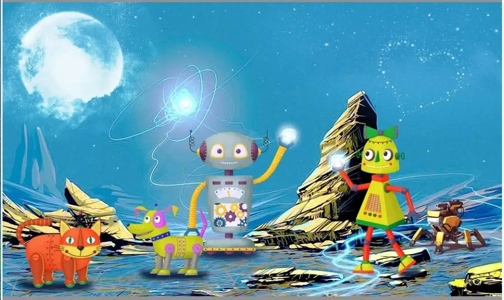 

Custom photo mural on the wall 3d wallpaper Cartoon Sci-Fi Planet Robot Alien Children's Room home decor wallpaper for walls 3 d