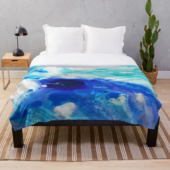

Soft Blanket for Bed Sherpa Flannel Fleece Blanket Home Travel Sofa Soft Throw Blanket Modern Abstract Art Blue Marble By Sharon