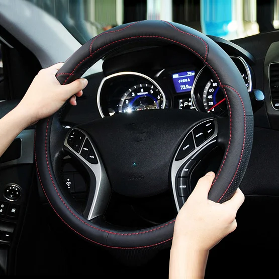 Кожаный чехол на руль для стайлинга автомобиля Kia Rio Sportage Sorento K2 K3 K5 Ceed Optima Cerato Soul