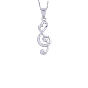 

Crystal Big Musical Note Necklaces For Women 925 Sterling Silver Luxury Note Symbol Pendants Chain Fashion Jewelry Gift