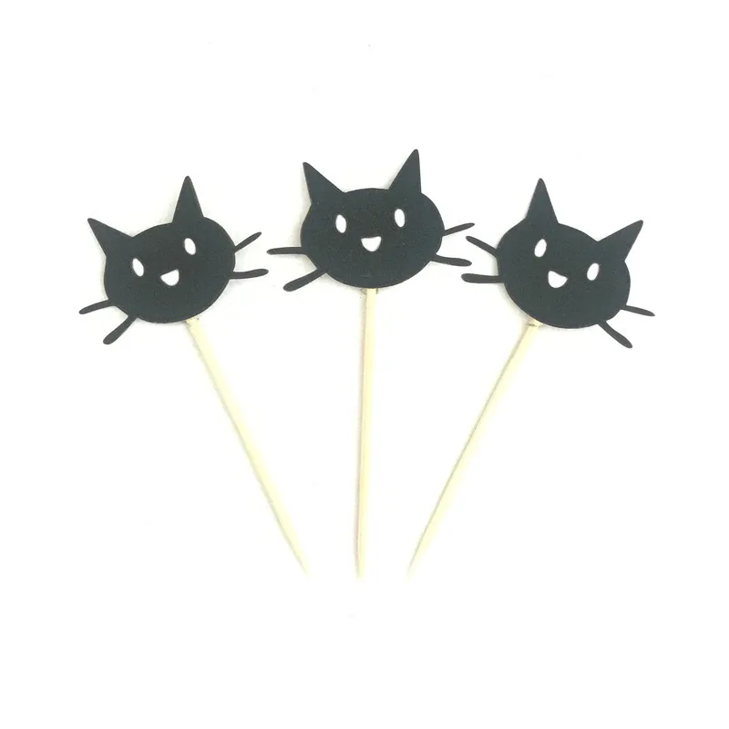 Creative Cute Cat Cake Inserting Card Festive Birthday Paper Cake Decoration Inserts 12-Pack