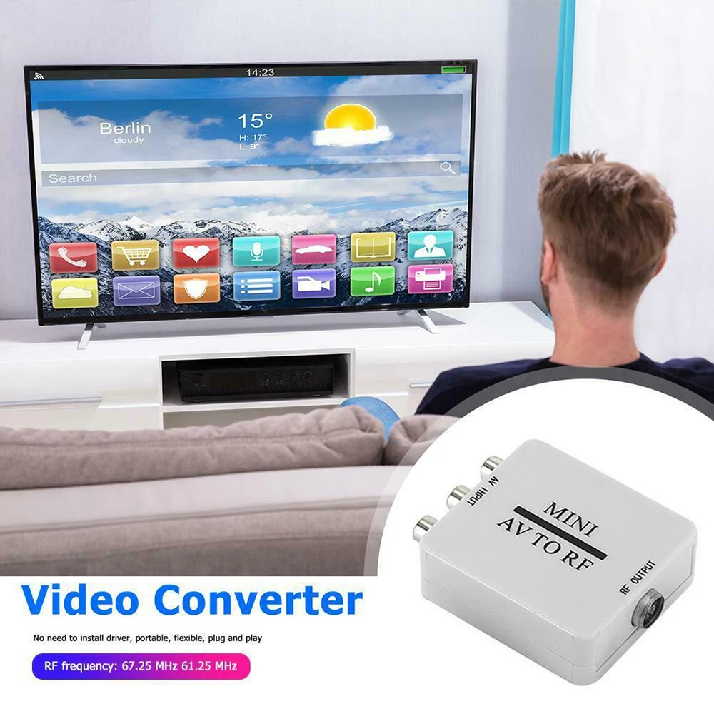 Мини преобразователь для HD видео RCA AV CVSB в RF видеоадаптер поддержка MHz 61 25 67