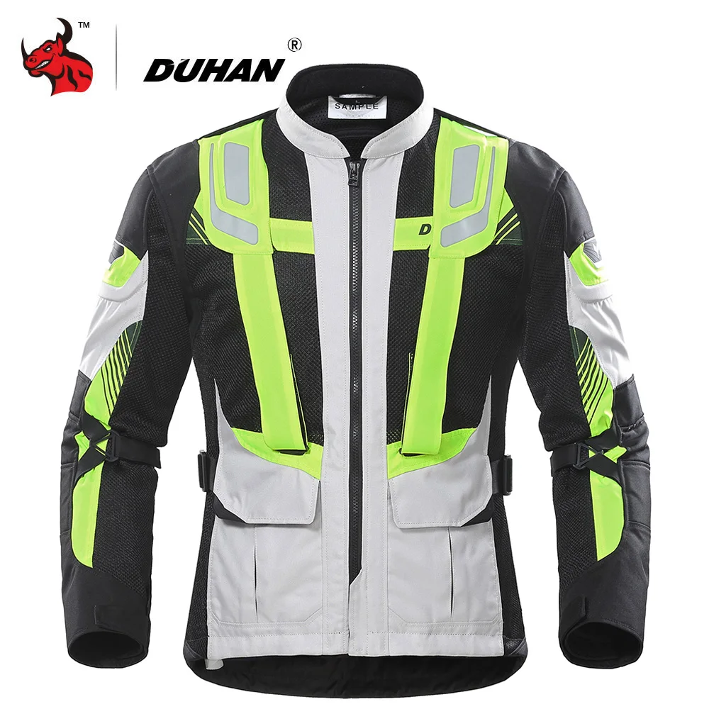 

DUHAN Motorcycle Jacket Men Summer Breathable Mesh Moto Jacket Protective Gear Reflective Motocross Jacket Motorcycle Protection