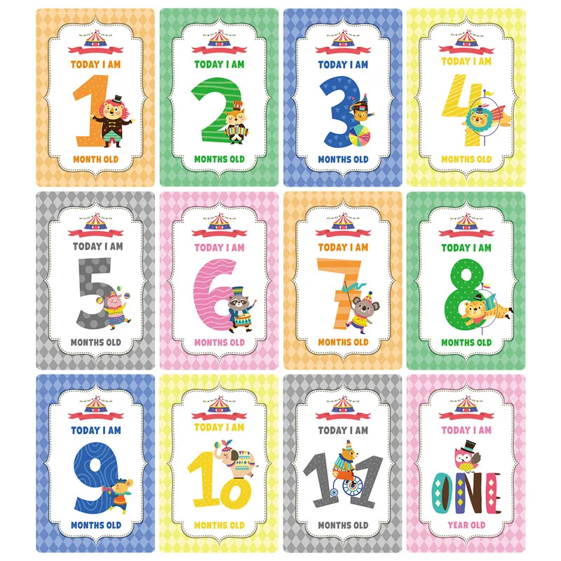 newborn studio New 12 Pcs Month Paper Card Baby Photography Milestone Memorial Monthly Newborn Kids Commemorative Card Number Photo Accessories Hand & Footprint Makers