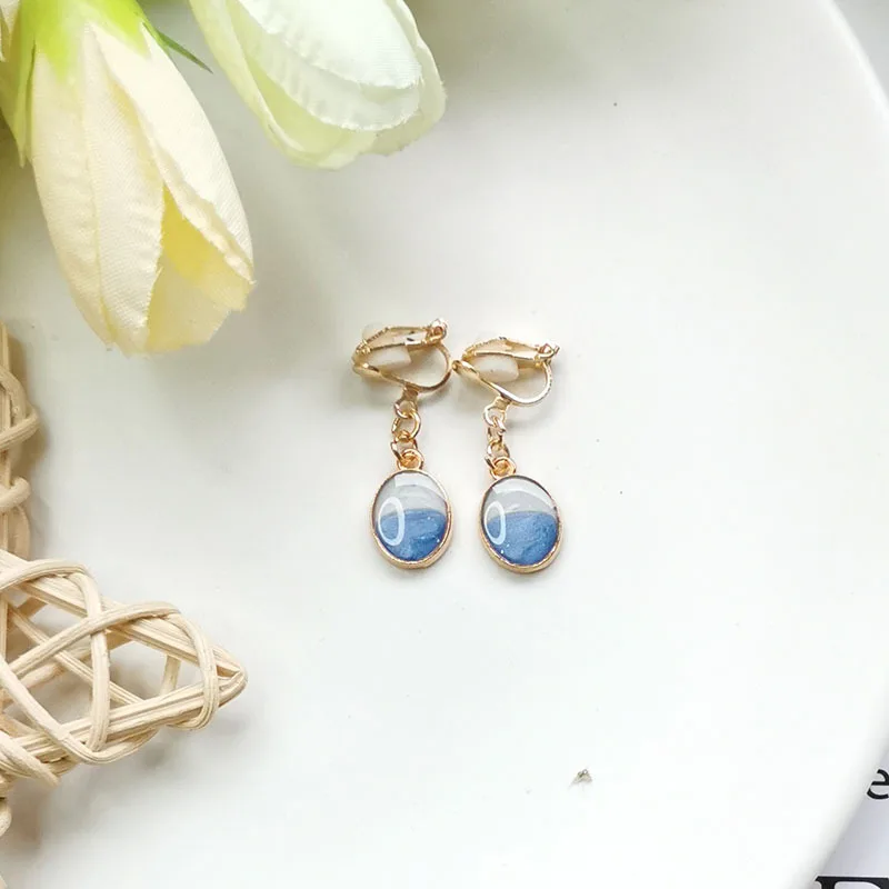 WENHQ Gold Color Cartoon Enamel Clip on Earrings Fashion Cute Small Flower Animal Cuff Earrings Ear Clip No Ear Hole ear clip earrings,clip earrings,ear clip,ear accessories