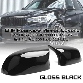 

2Pcs Auto Rearview Mirror Covers for BMW F15 X5 & F16 X6 2X4 F26 X3 E83 2014-2018 Glossy Balck Car Styling Accessories