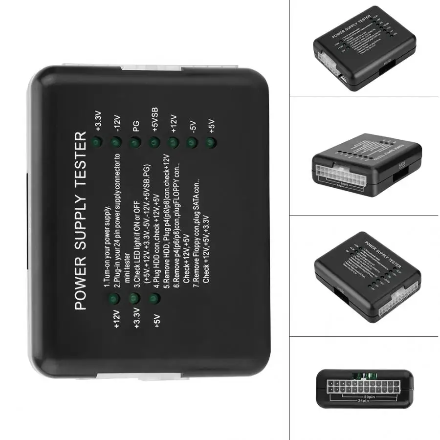 Умный адаптер питания Тестер блока 20/24 Pin HDD SATA флоппи для компьютера ac dc зарядное