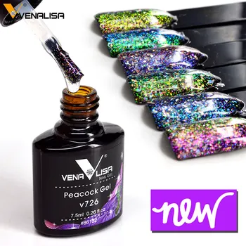 

Venalisa Newest 6 colors 7.5ml manicure nail art design varnish nail gel lacquer glitter sequins platinum peack nail gel polish
