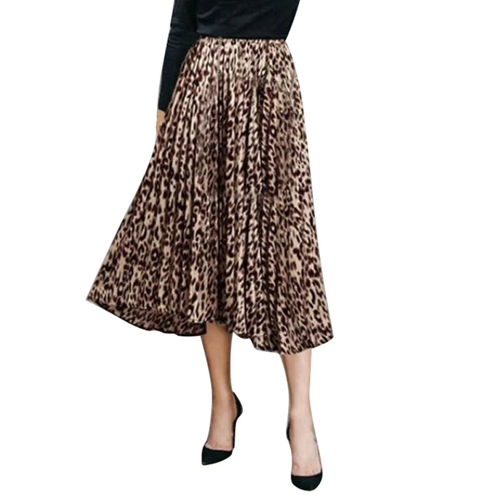 Women Skirt Summer Leopard Print Vintage Long Women's Casual High Waist Pleated Skirt New Fashion Hot Sale Women Skirt Women Skirt Summer Leopard Print Vintage Long Women's Casual High Waist Pleated Skirt New Fashion Hot Sale Women Skirt