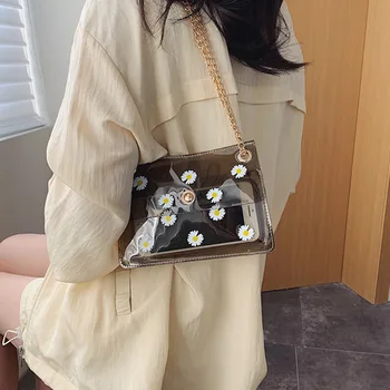 

Transparent Bag For Women Clutch Soft Leather Ladies Shoulder Bag Handbag Fashion Patchwork Day Clutches Women Messenger Bag Sac