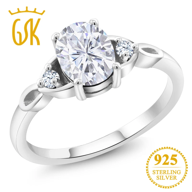 GemStoneKing Forever Classic 1.50ct роса овальное кольцо для помолвки Moissanite из стерлингового