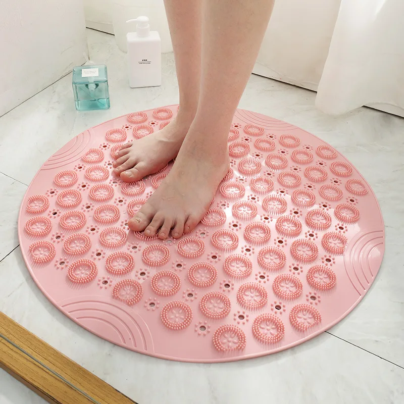 Round Non-slip Anti-mold Bath Mats 55x55 Cm, Machine Washable Bathroom Mat  With Suction Cup, Antibacterial, Children's Shower Mat With Drainage Holes