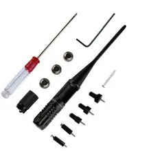 1 conjunto ajustáveis adaptadores rifles laser vermelho furo sighter colimador kit com caixa levar mira laser para. 22 a. 50 calibre rifies