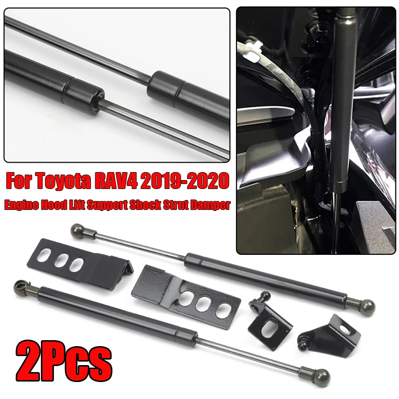 2pcs Auto Car Hood Lift Support Shock Strut Damper Black For Toyota RAV4 2019-2020 Engine Hood Lift