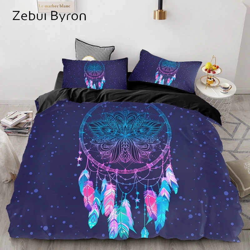 

3D Bedding Set Custom/King/Europe/USA,Duvet Cover Set Queen/King,Quilt/Blanket Cover Set,Bed set Dreamcatcher purple,drop ship