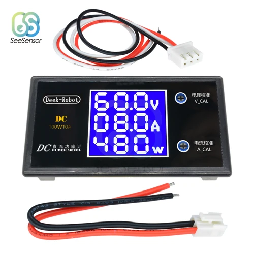 DC 50V 100V 5A 10A Digital Voltmeter Ammeter Wattmeter Power Current Voltage Meter 250W 1000W High Power Volt Detector Tester 100V 10A 1000W
