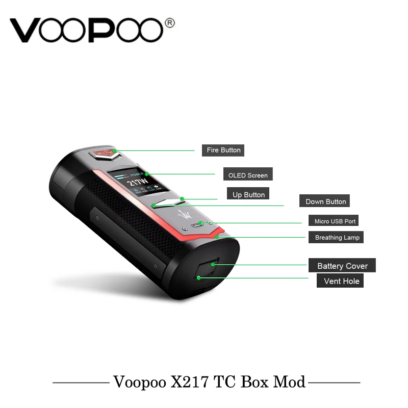 Оригинальный VOOPOO X217 TC Box Mod электронные сигареты 217W вейп Ген. Вентилятор чип на