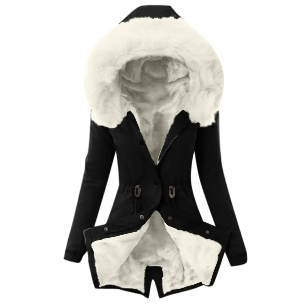 Зимняя куртка женская теплая с капюшоном меховая подкладка Толстая три способа ношения пальто Manteau Femme Winterjas Dames Parka Kurtki Damskie