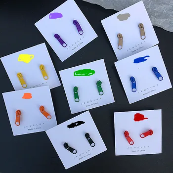 

Funny Party Sweet Candy Color Zipper Buckle Earring Studs Women Summer Fashion Acrylic Stud Earrings New Trendy Jewelry 2020