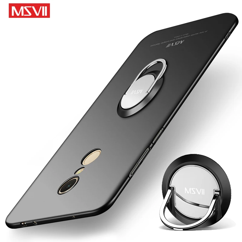 For Xiaomi Redmi 5 Plus Case MSVII Finger Ring Slim Frosted Redmi5 Metal Magnetic Holder Cover Pro | Мобильные телефоны и