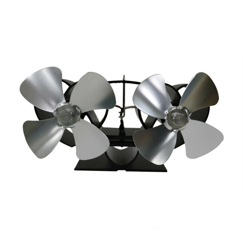 

Double-Head Stove Fan Wood Burner 5 Inch 8-Vane Thermal Heat Power Fireplace Stove Fan 2020 Anodized Aluminum 2020 New Arrival