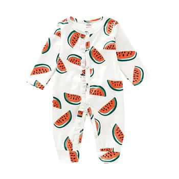 

baby girl clothing Toddler romper baby girls romper Autumn winter costume jumpsuit Long Sleeve Watermelon print Ruffles rompers