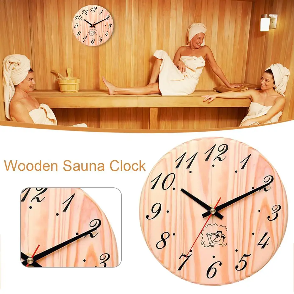 Деревянные часы для сауны с таймером, аксессуары для сауны с арабскими цифрами, таймер для ванны, кварцевые настенные часы в помещении на открытом воздухе