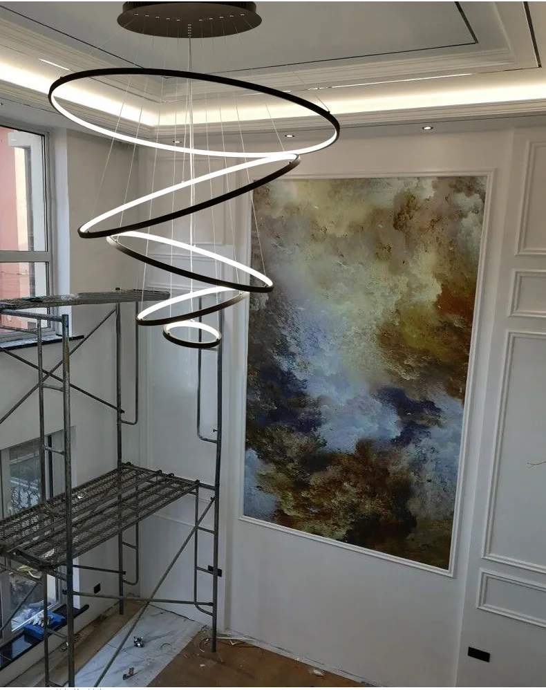 Luzes para Sala de Jantar Moderno Pingente Branco Ouro Preto Círculo Anéis Corpo Alumínio Lâmpada Decoração Casa Luminárias Led 13 High Quality Luzes e Iluminação