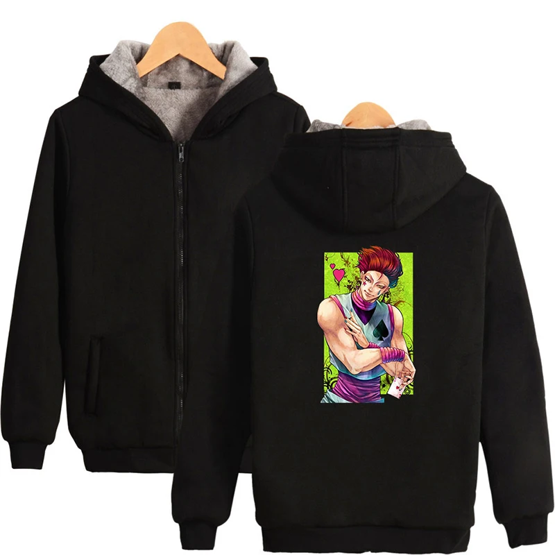 

Hunter X Hunter Anime Cartoon Hisoka Hoodie Men Women Zipper Hoodies Jackets Thicker Fleece Long Sleeve Hooded Sweatshirts Tops