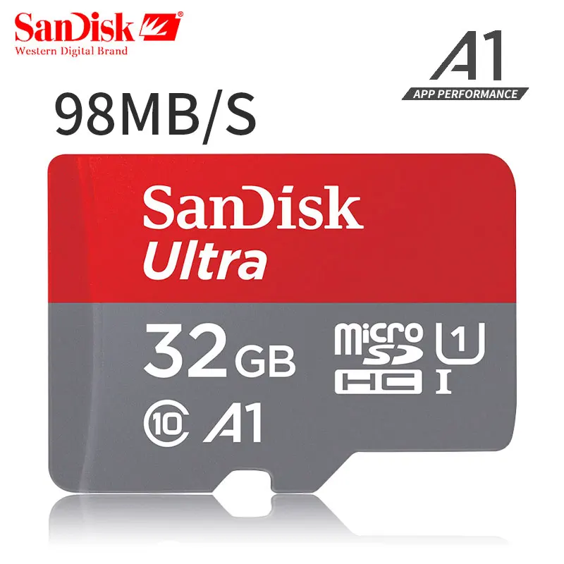 SanDisk MicroSD карты A1 64 Гб 128 200 256 100 МБ/с. карты памяти SDHC/SDXC карты памяти 16 Гб оперативной памяти, 32 Гб встроенной памяти, 98 МБ/с. для планшета/смартфона - Емкость: 32 Гб