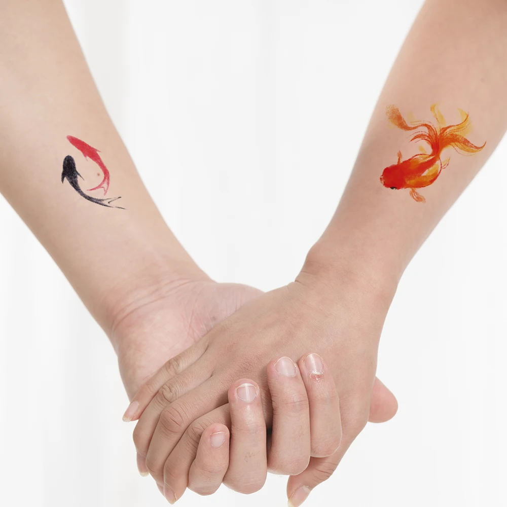 Black Water Transfer Fake Waterproof Temporary Tattoo Sticker,Flying Birds Feather,Flower,Skull for Men Women Girl Sexy Body Art