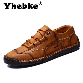 

Plus Size 48 Men's Casual Shoes Split Leather Handmade Lace-up Men Loafers Comfort Walking Shoes Men Flats Moccasins Shoes
