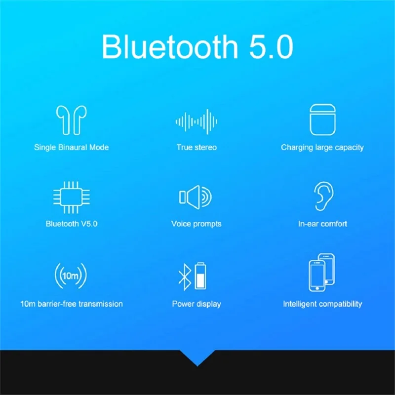 Bluetooth 5,0 TWS i12 гарнитура всплывающая сенсорная Поддержка Siri, шумоподавление, стерео беспроводные портативные спортивные bluetooth наушники