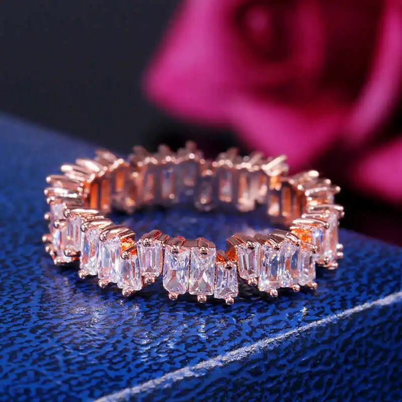 Rose Gold Модные Size6-10 для женщин, обручальные кольца из розового золота, обручальное кольцо - Цвет основного камня: Rose Gold