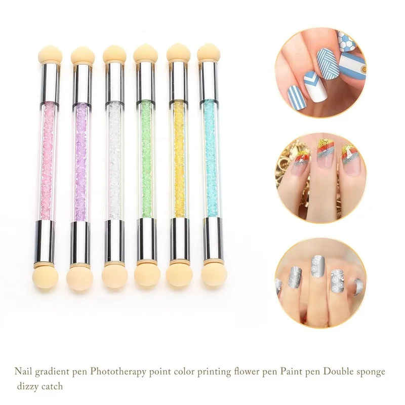 Гелевая Кисть для дизайна ногтей полировальная ручка круглые губчатые головки