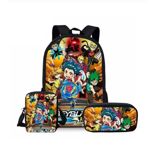 

Hot Sale Beyblade Burst Game 3Pcs Set Printed Man Large Backpack Orthopedic Schoolbags Beyblade Burst Game School Bag Gifts