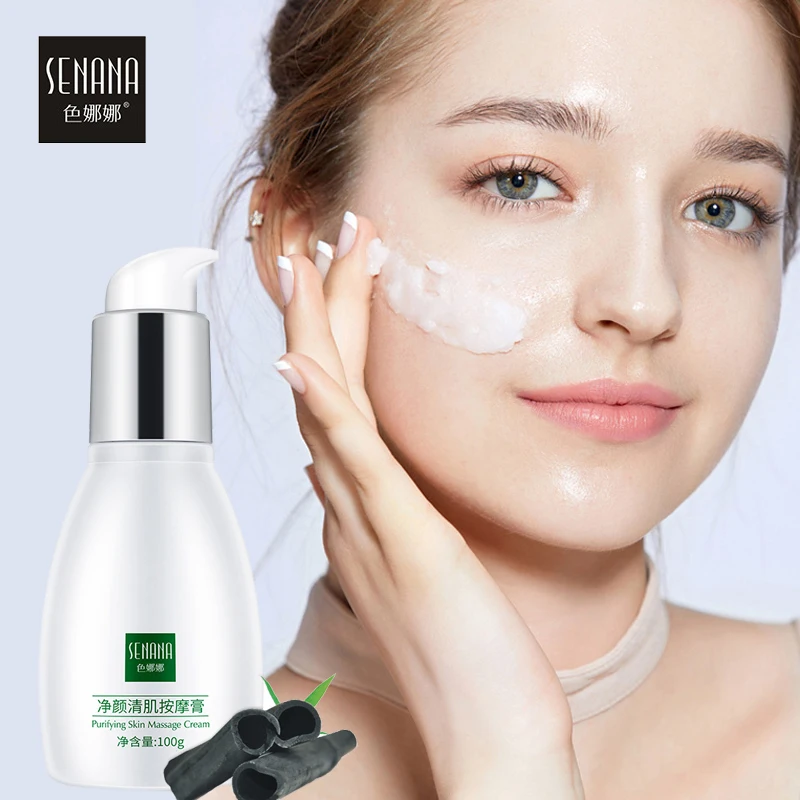 SENANA Massage Face Cream Deep Cleansing Bamboo Charcoal Anti Acne Exfoliate Cream Moisturizing Anti Wrinkle Purifying 2