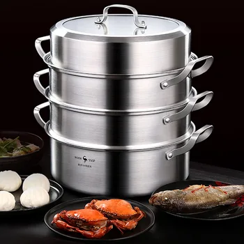 

32cm Bamboo steamer Large capacity Multilayer Cooking pot High quality Stainless Steel Bamboo steamer instant pot accessories