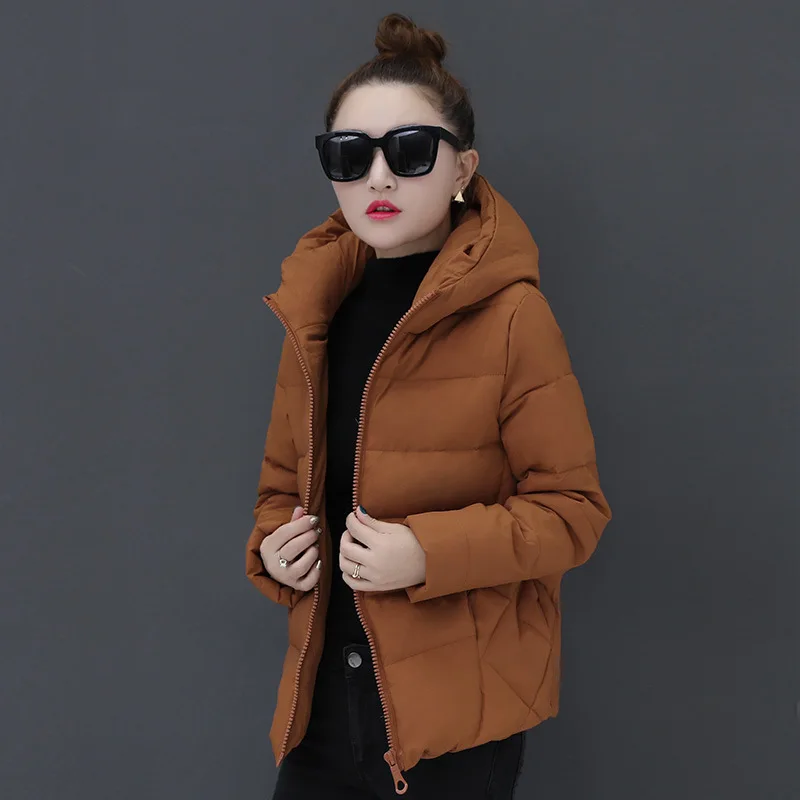 

Figure Rong down Jacket Cotton-padded Clothes Women's Short Winter New Style Korean-style Hooded Warm Cotton Overcoat Cotton-pad