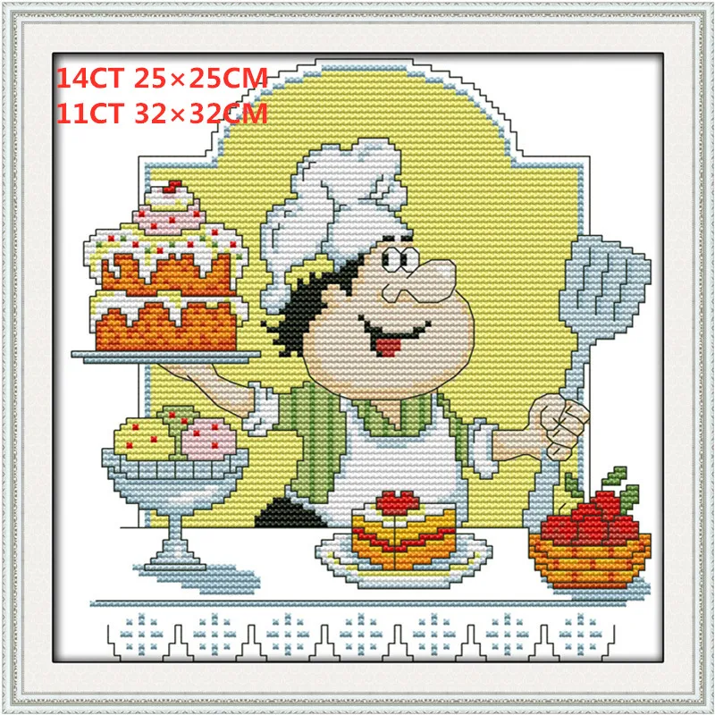 Humor chef Funny cook Kitchen decor Counted print DMC 14CT 11CT 18CT Cross Stitch Needlework kit Embroidering multi picture plus(1)