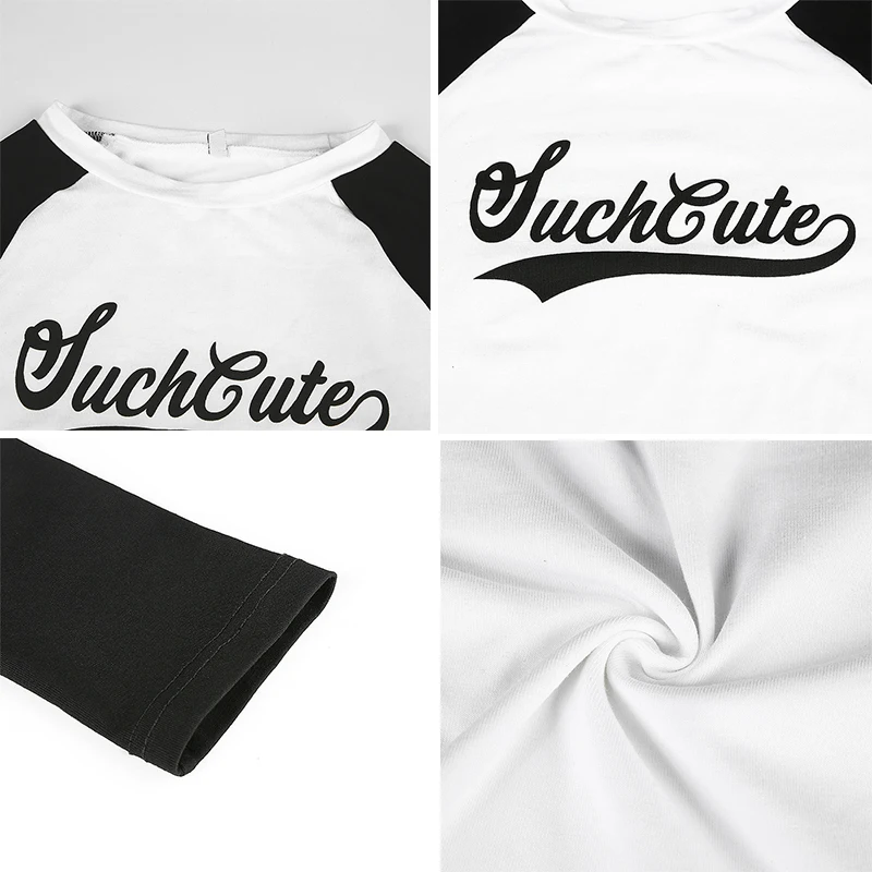 Rockmore Bodycon Harajuku женские футболки Femme с принтом в стиле пэчворк уличная одежда с длинным рукавом осенние укороченные топы футболки базовые футболки