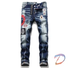 Dsq pantalones vaqueros para hombre, ropa de calle informal, con agujeros, DSQ2