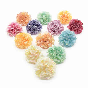 

100pcs Artificial flowers Carnation heads Home decoration accessories Wedding holiday supplies Diy Candy box autumn decor Brooch